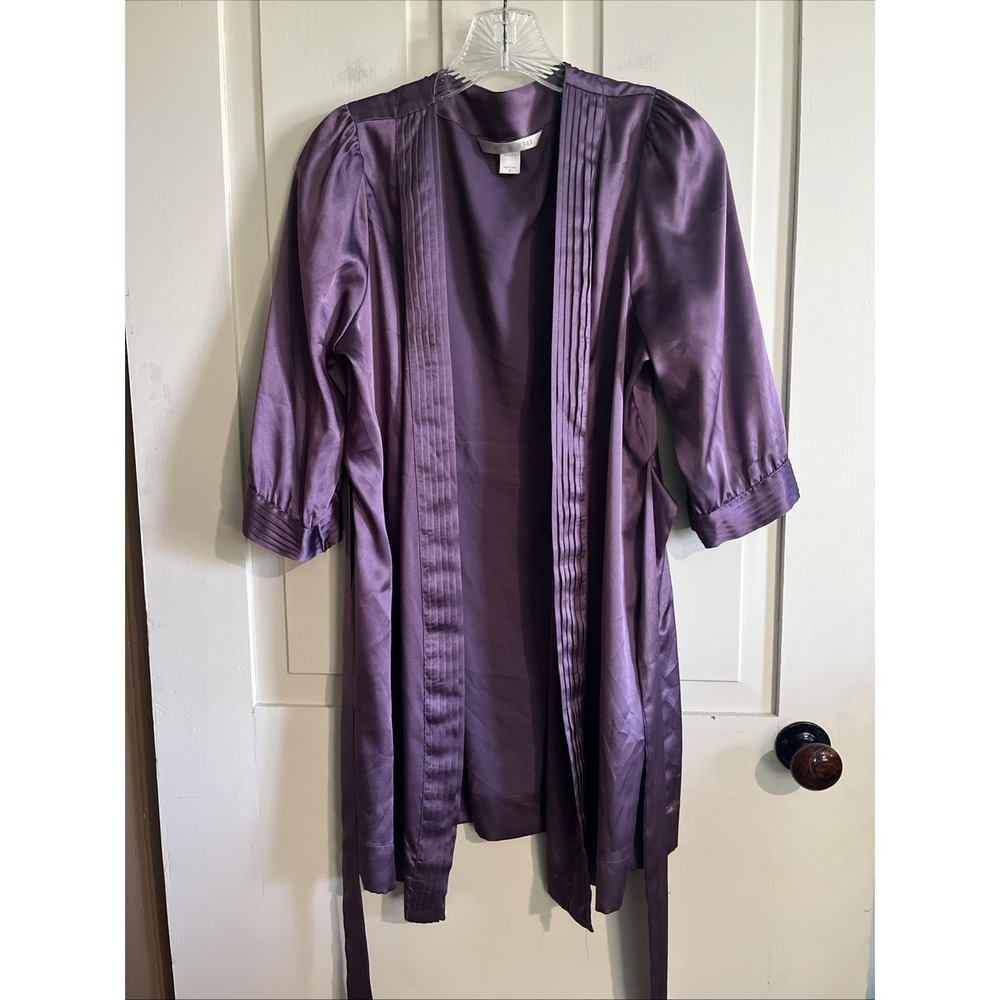 Victoria's Secret Satin Kimono Robe Tie Close Purple Small Lux Night Lingerie